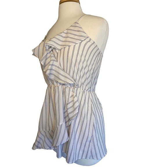 Japna White Striped Tank Shirt Women's Medium - Picture 4 of 14